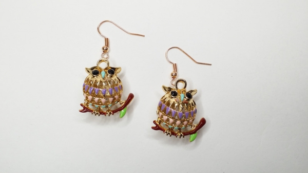 Eulen Ohrringe hell goldfarben owl